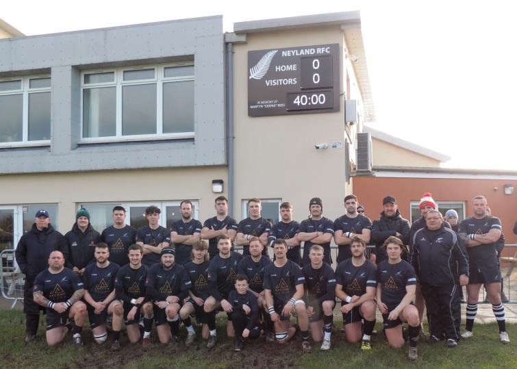 Neyland team under the new Martin Ceefax Rees scoreboard